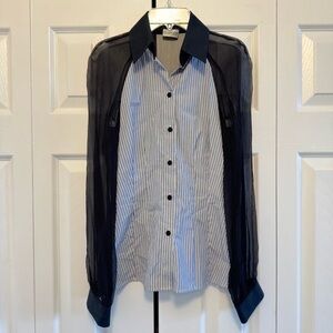 Alberta Ferretti Navy and White Striped Shirt